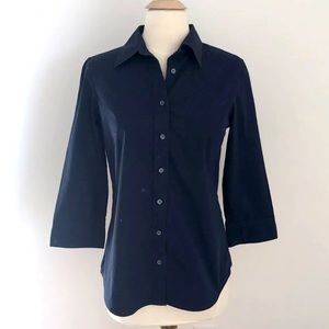 JCrew Haberdashery 3/4 sleeve Navy Button-up shirt S